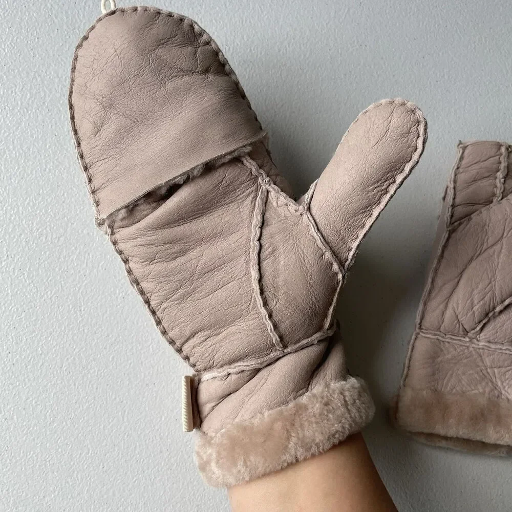 Warm Paws Winter Mittens Gloves Tan Cream Warm Women's Size S/M